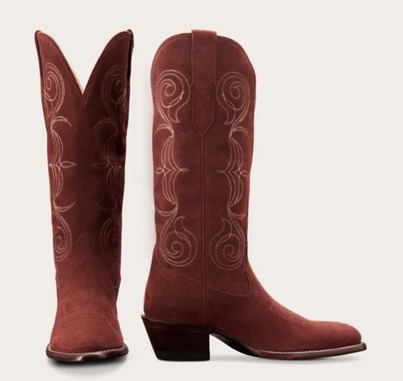 Tecovas Shoes - Tecovas The Jane Suede Western Cowboy Boots Burgundy Women’s 8B
